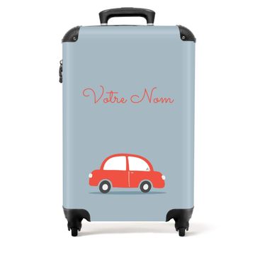 Voiture rouge fond bleu