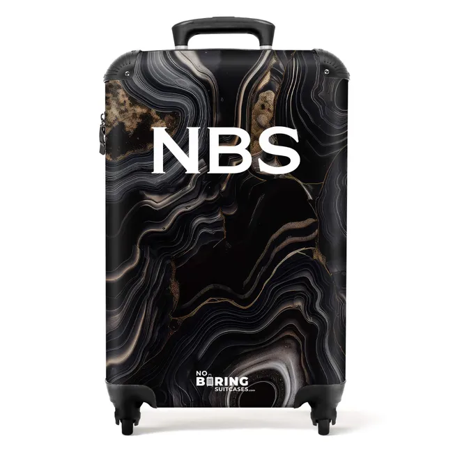 Valise -  Marbre noir avec des rayures dorées