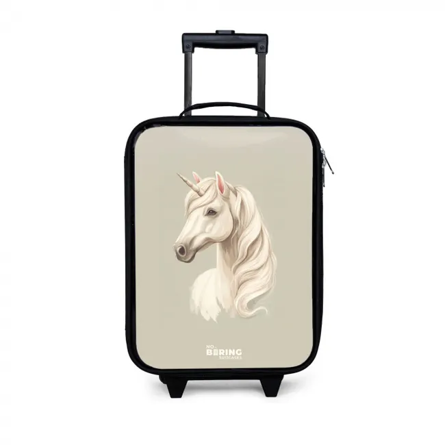 Eenhoorn in neutrale kleuren Kinderkoffer - Zwart klein -3d