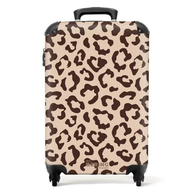 Valise -  Imprimés animaliers - Valise imprimée panthère en marron et beige