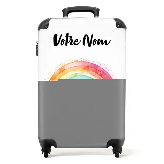 Valise avec nom – Arc-en-ciel à l'aquarelle