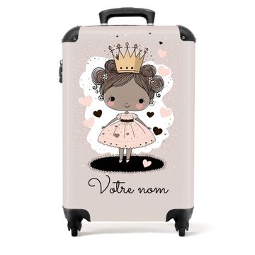 Princesse sur fond coloré avec cœurs roses et noirs