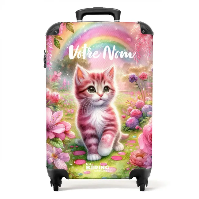 Valise -  Petit chat arc-en-ciel rose