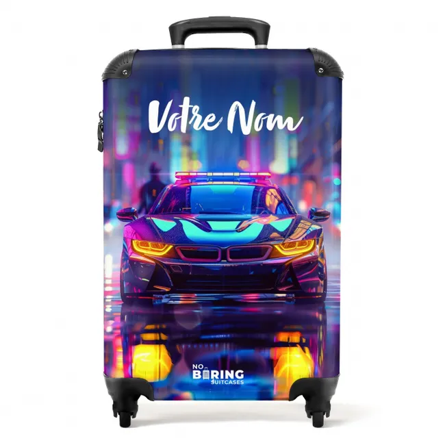 Valise avec nom – Voiture de nuit au néon