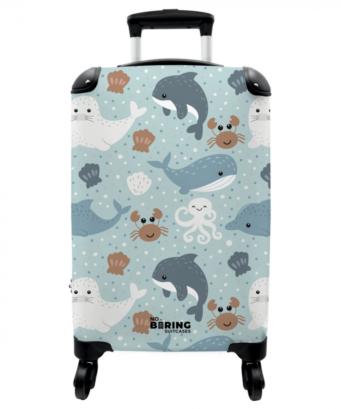 Zee dieren patroon kleurrijk NBS - Handbagage koffer - Kinderen Unisex middel -3d