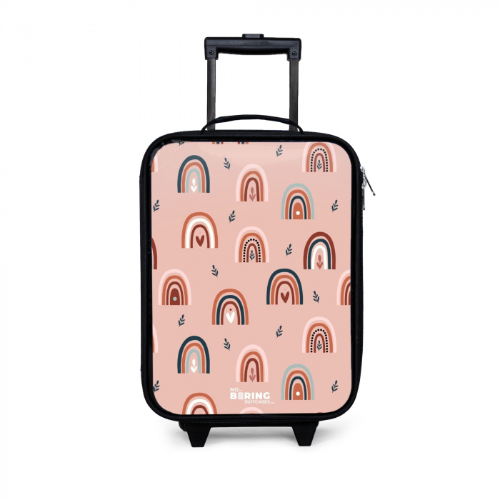 Roze regenbogen patroon Kinderkoffer - Zwart klein -3d