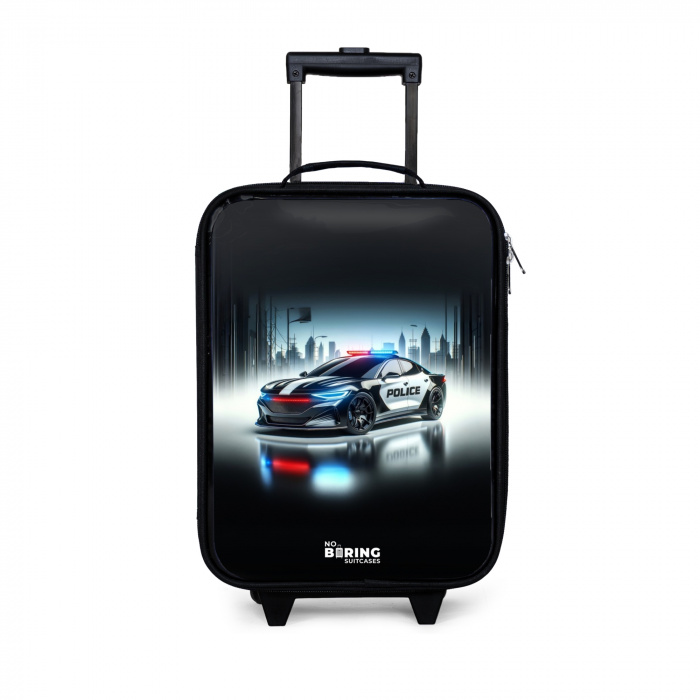 Politie powercar Kinderkoffer - Zwart klein -3d