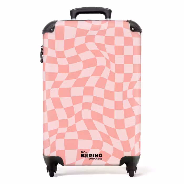 Valise - Carrés - Vagues roses