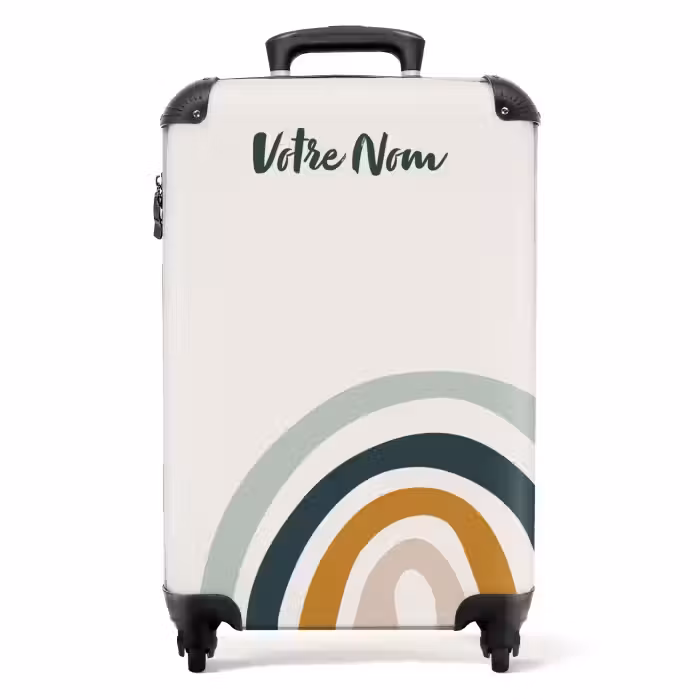 Valise avec nom - Aqua arc-en-ciel brut