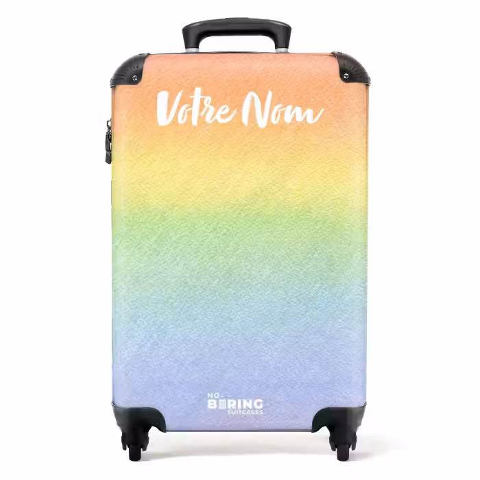 Valise avec nom - Arc-en-ciel pastel