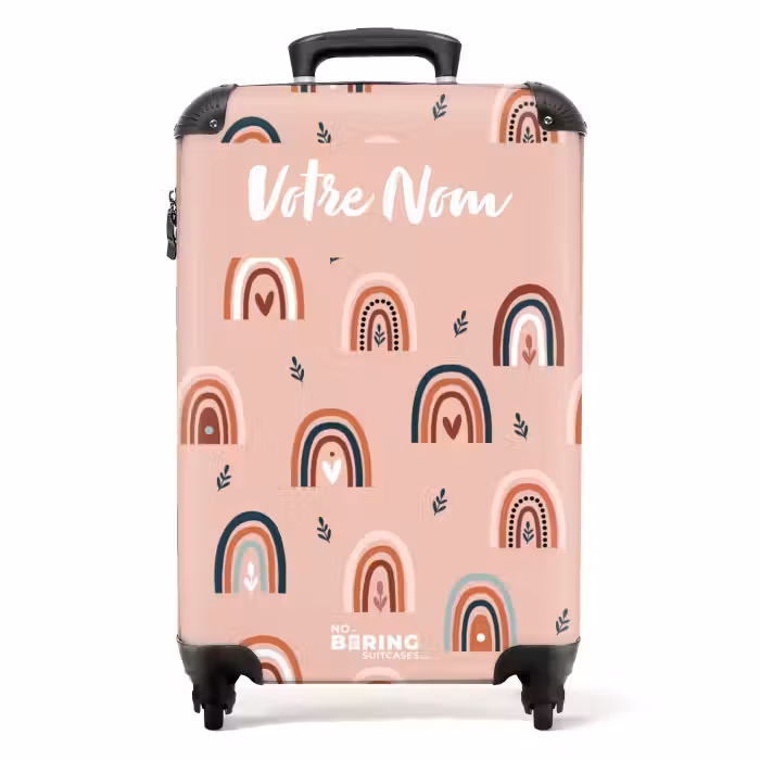 Valise avec nom - Arcs-en-ciel roses