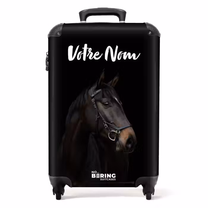 Valise avec nom - Cheval noir élégant