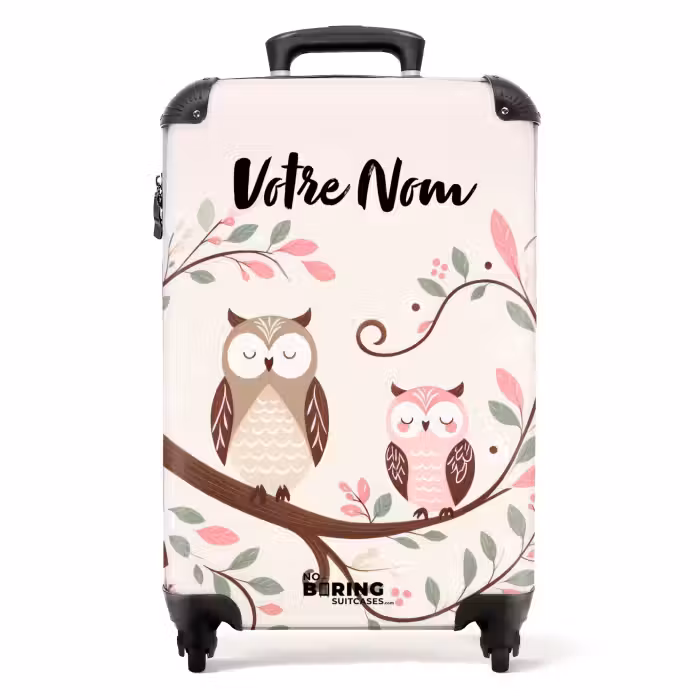 Valise avec nom - Hiboux endormis
