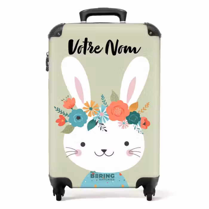 Valise avec nom - Lièvre hippie