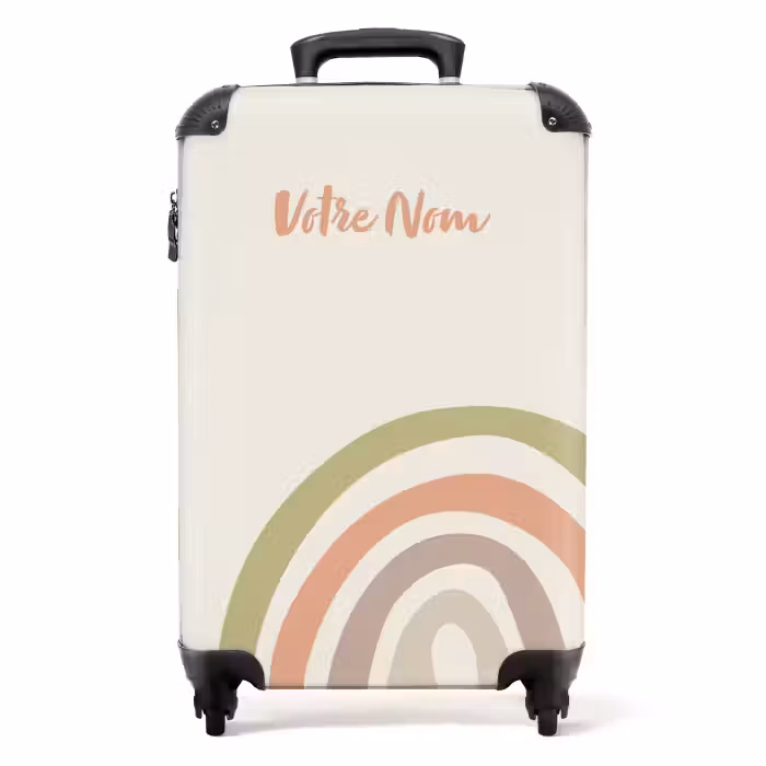 Valise avec nom - Pastel arc-en-ciel brut