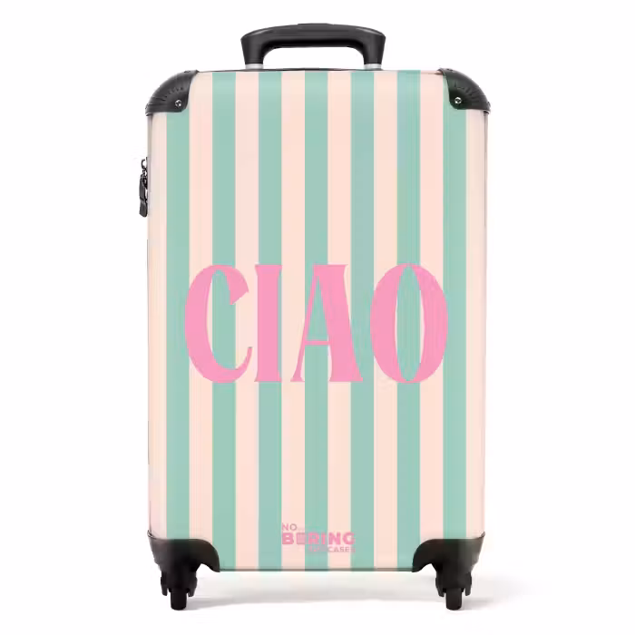 Valise - Citations - Ciao vert menthe et couleur saumon