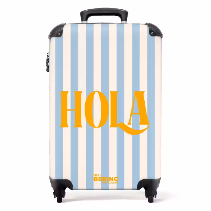 Valise - Citations - Hola bleu bébé et blanc crème