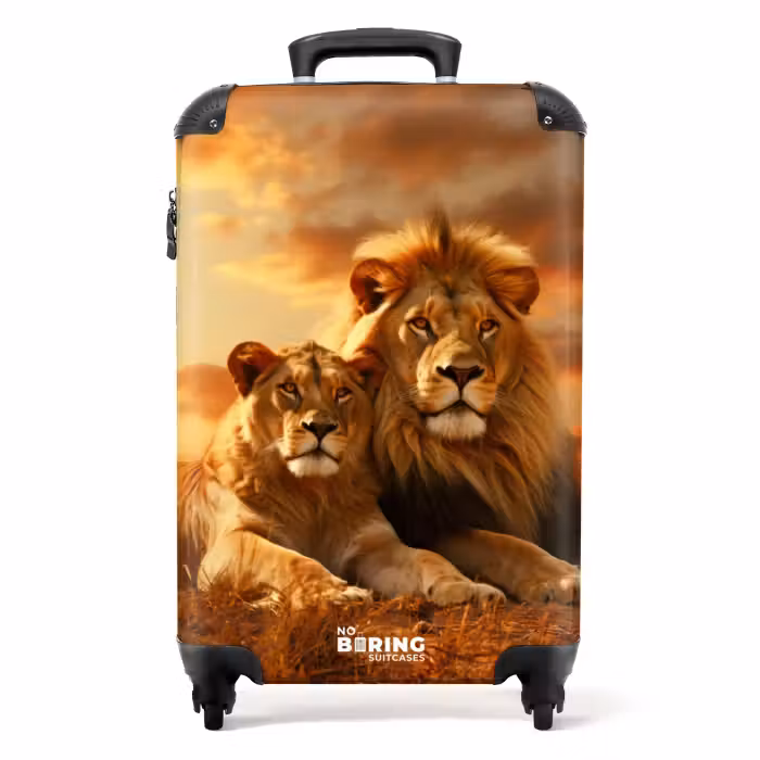 Valise - Deux lions bruns