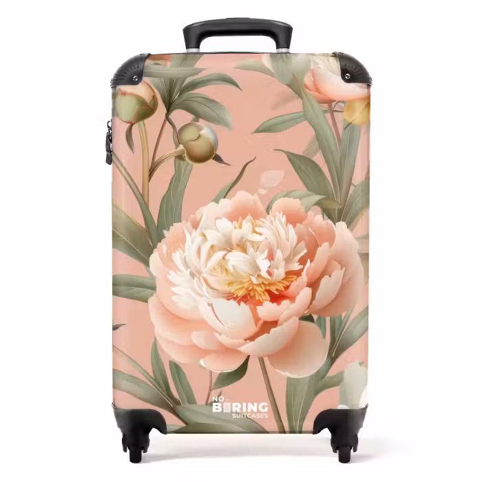 Valise - Fleurs vintage - Pivoines rose tendre