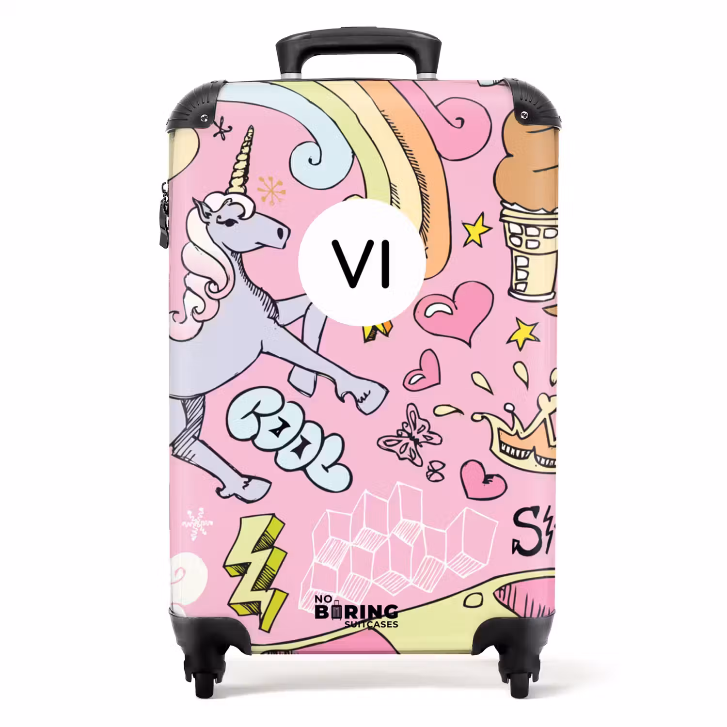 Valise avec nom - Gribouillis licorne