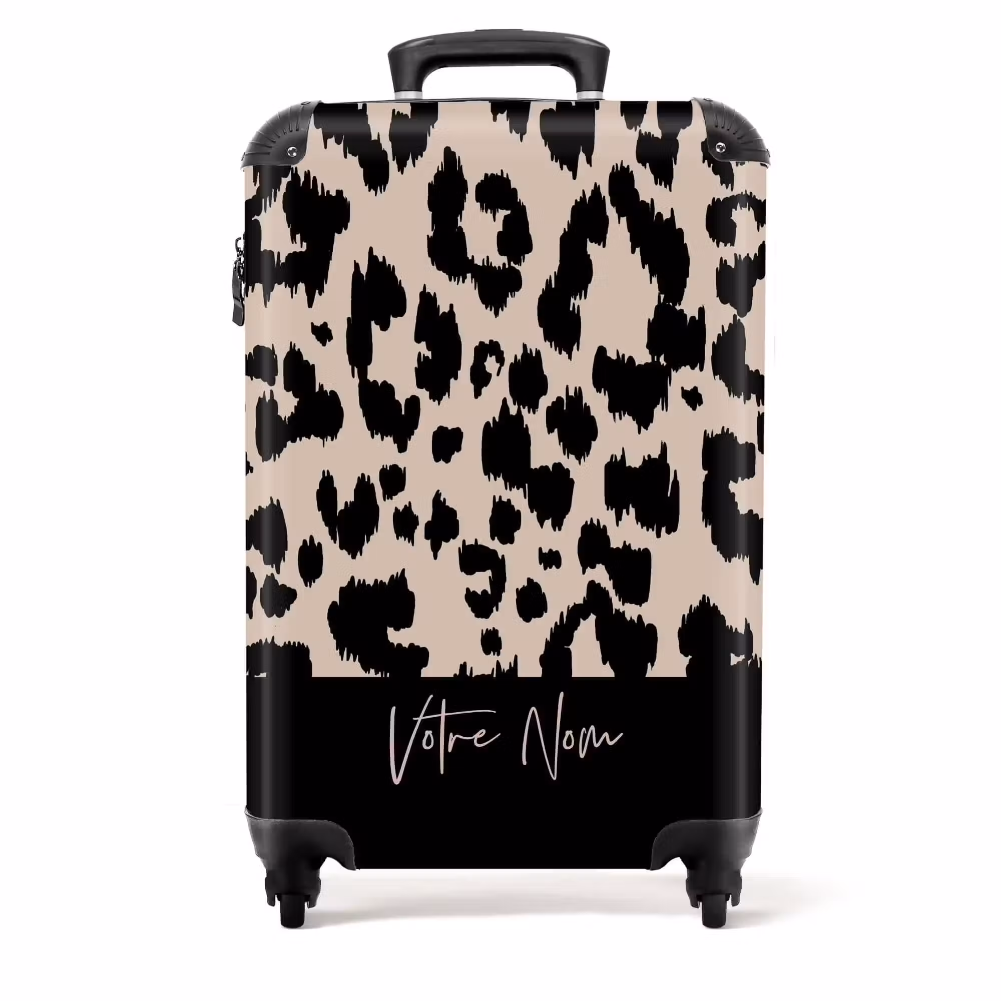 Valise - Imprimé léopard taupe avec noir