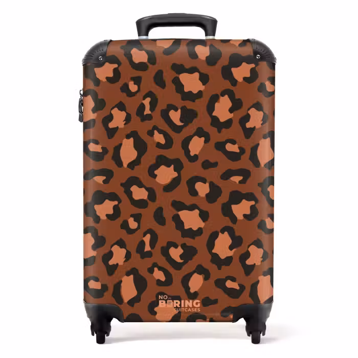 Valise - Imprimés animaliers - Valise imprimée panthère en marron et noir/terracotta