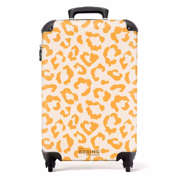 Valise - Imprimés animaliers - Valise imprimée panthère en orange et crème