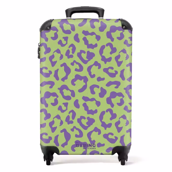 Valise - Imprimés animaliers - Valise imprimée panthère en violet et vert