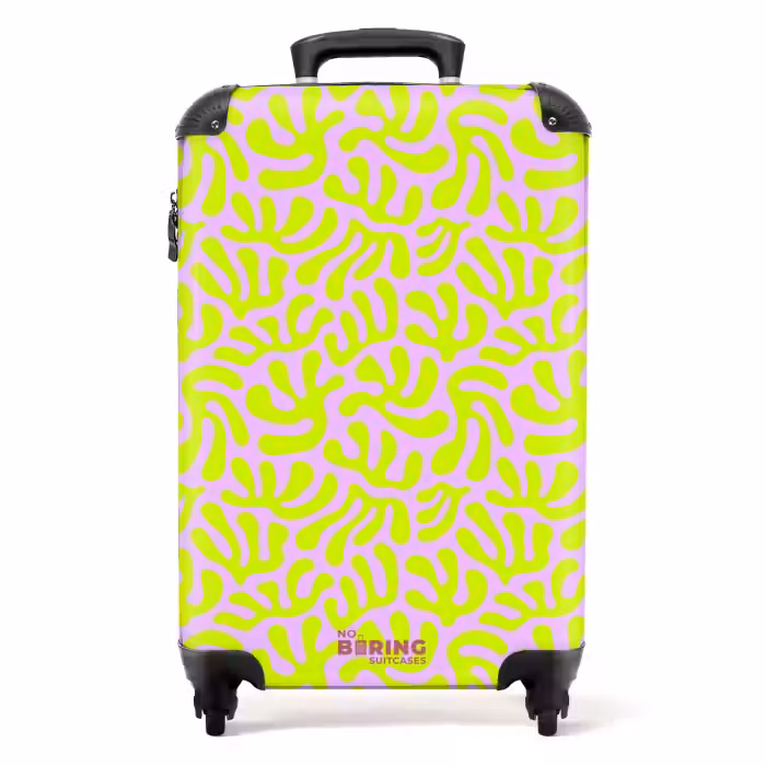 Valise - Feuilles néon sur fond rose clair