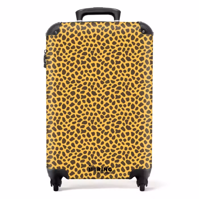 Valise - Fond jaune avec motif léopard dense