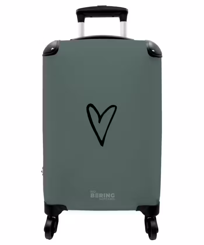 Valise - Fond vert avec cœur noir