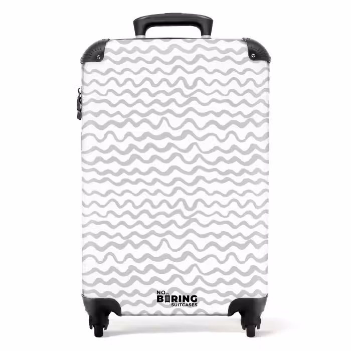 Valise - Lignes ondulées grises sur fond blanc