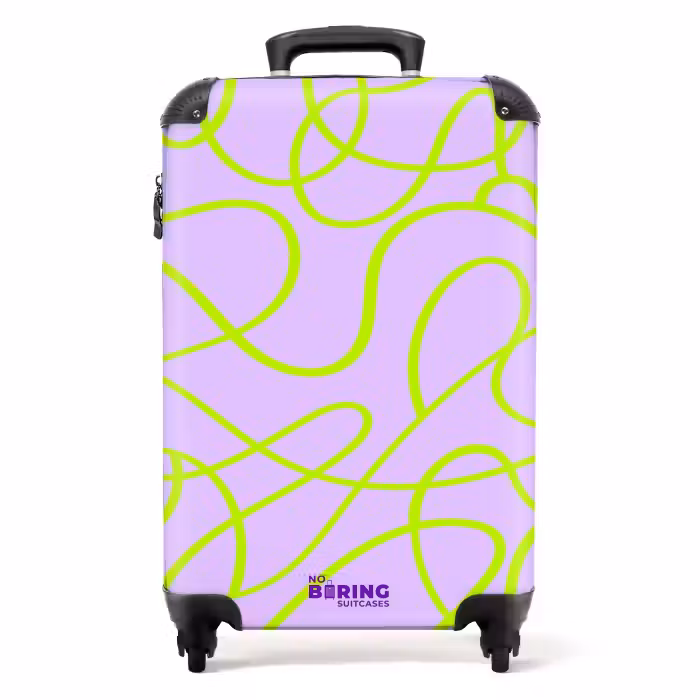 Valise - Lignes vertes sur lilas