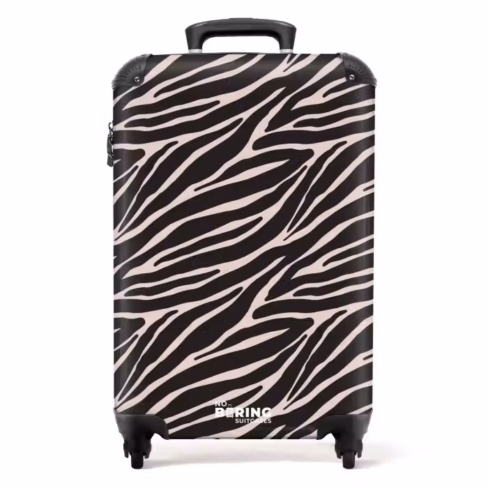Valise - Motif de rayures zébrées sur rose tendre
