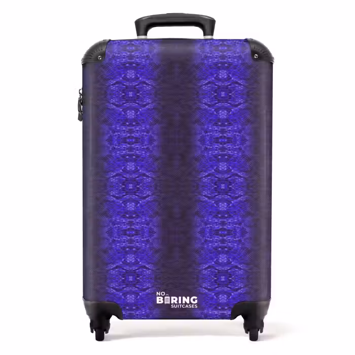 Valise - Peau de serpent bleu violet avec structure en écailles symétriques
