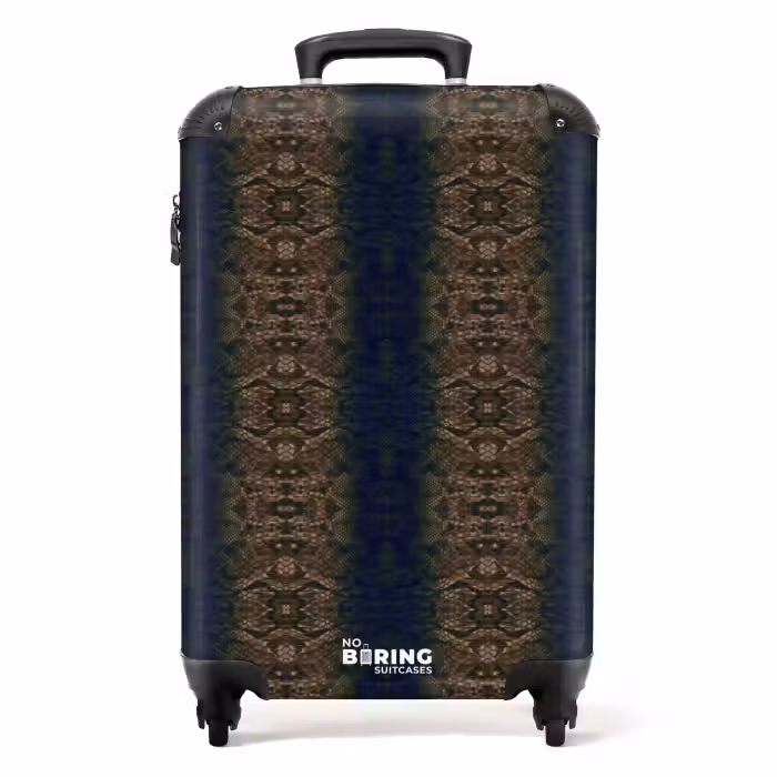 Valise - Peau de serpent brun-bleu avec structure en écailles symétriques