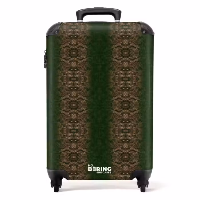 Valise - Peau de serpent brun foncé avec structure symétrique en écailles
