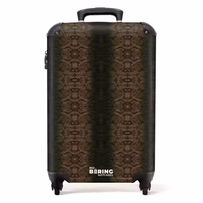 Valise - Peau de serpent brune à écailles symétriques