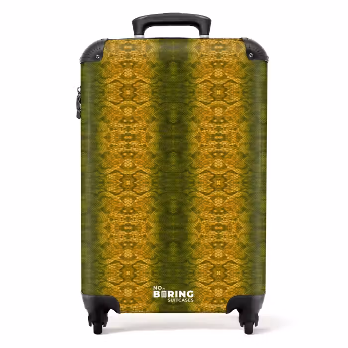 Valise - Peau de serpent jaune-vert avec structure symétrique en écailles