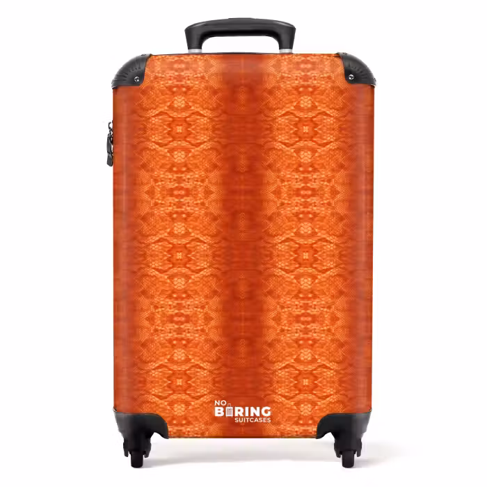 Valise - Peau de serpent orange avec structure en écailles symétriques