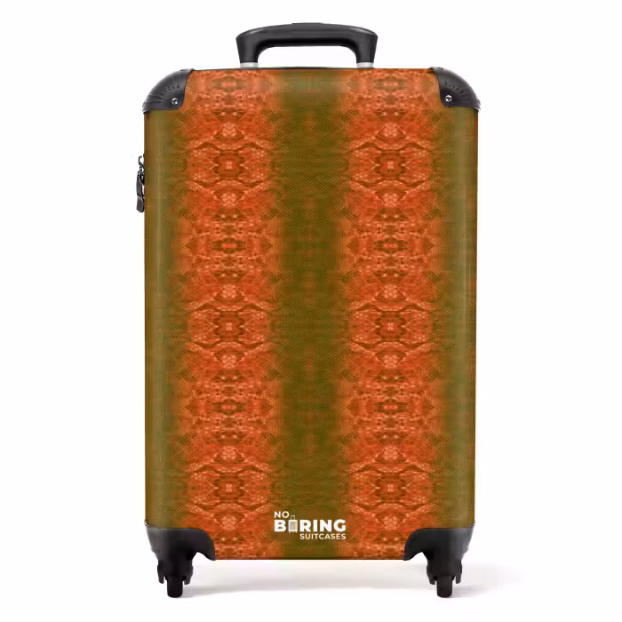 Valise - Peau de serpent rouge corail avec structure en écailles symétriques