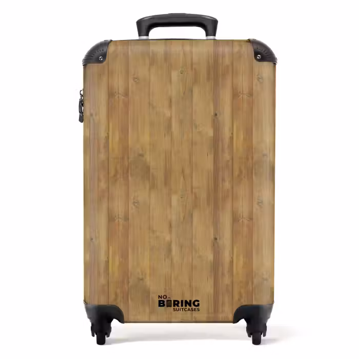 Valise - Planches en bois jaune clair avec des accents et des nœuds rouges