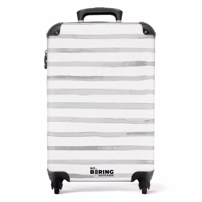 Valise - Rayures grises à l'aquarelle sur blanc