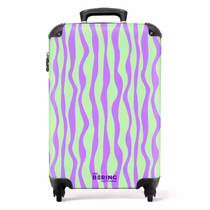 Valise - Rayures lilas sur fond vert menthe