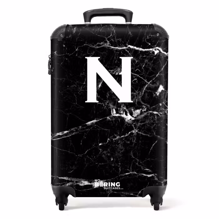 Valise - Lettre N - Marbre - Noir - Impression marbre