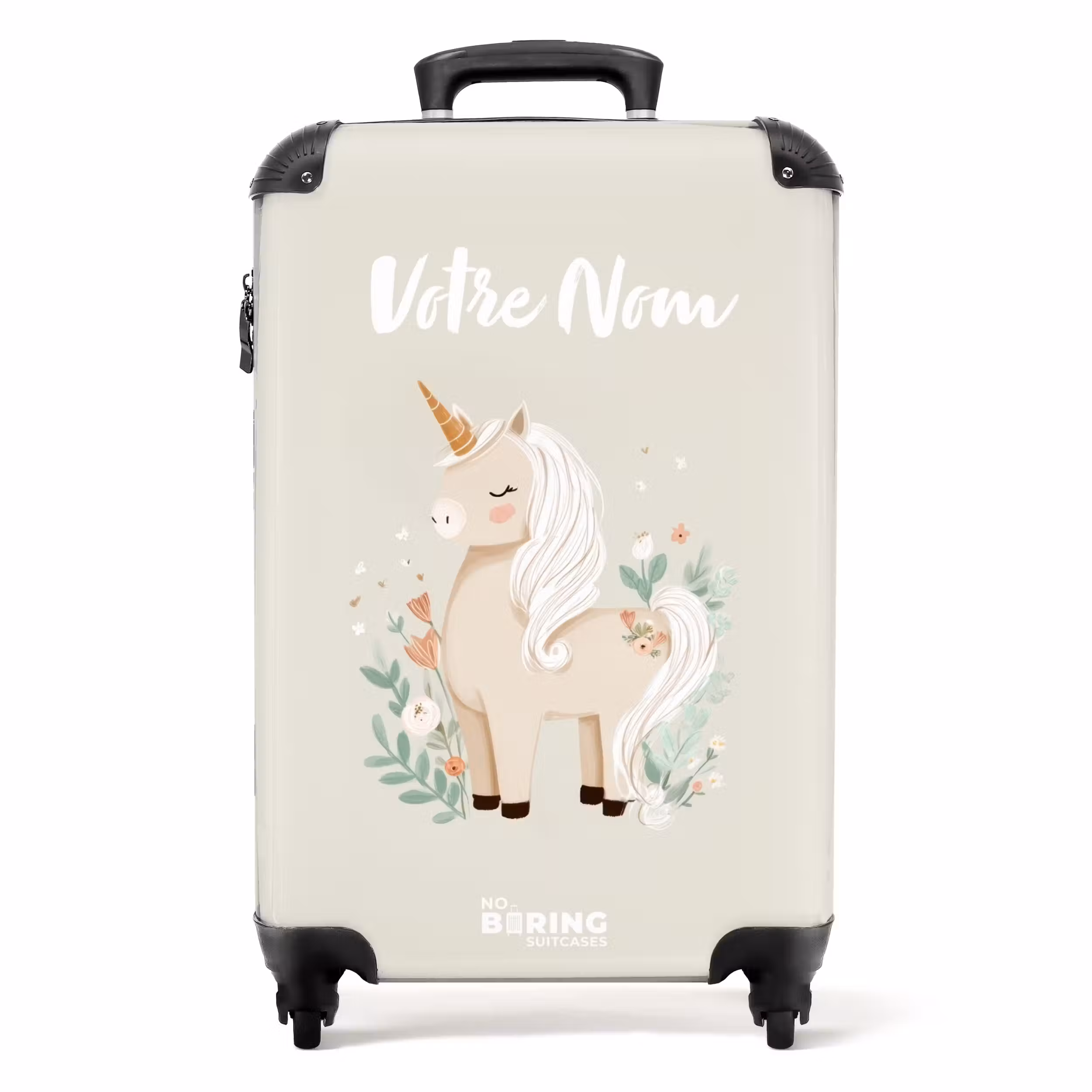 Valise avec nom -Licorne Fleurie