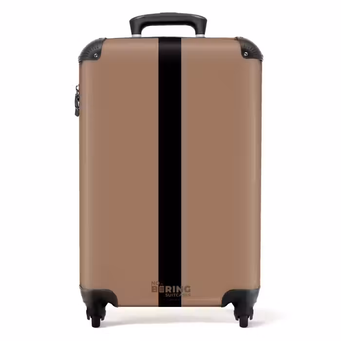 Valise - Minimal - Marron chaud avec une rayure noire