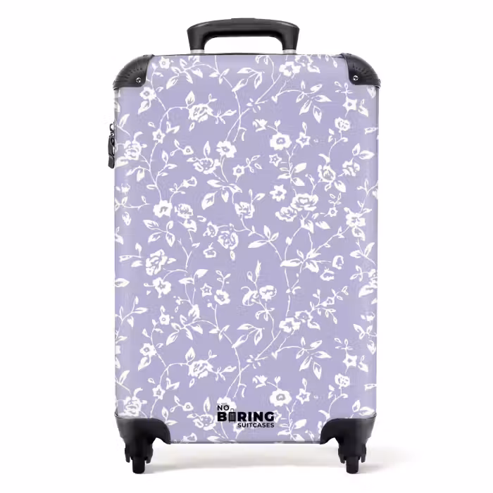 Valise - Motif floral vintage - Violet clair