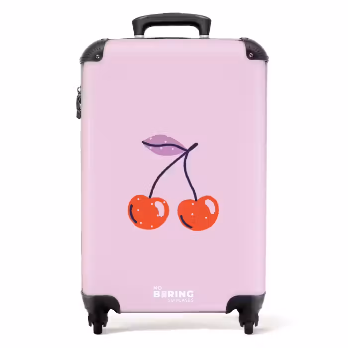 Valise - Motifs - Cerise sur fond rose clair