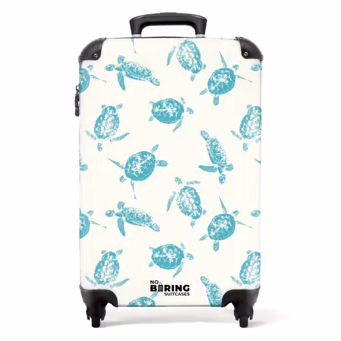 Valise - Motifs - Tortues bleues sur fond crème